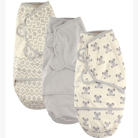 •Beige & Gray Koala Swaddle Wrap Set